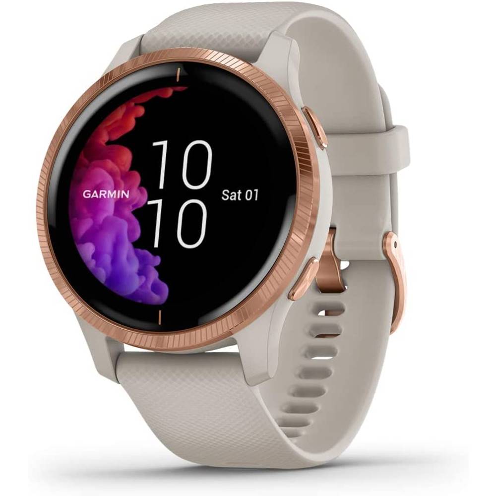 Garmin Venu, GPS Smartwatch with Bright Touchscreen Display, Features Music, Body Energy Monitoring, Animated Workouts, Pulse Ox Sensor and More, Rose Gold with Tan Band | Multiple Colors - RGTB